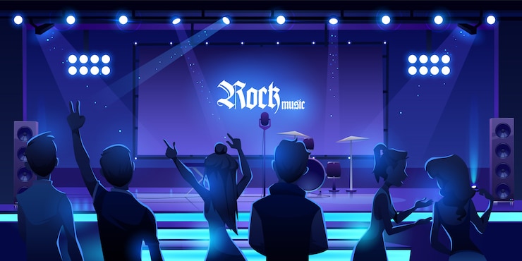 Gratis Vector mensen in stadium wachten rockmuziekconcert. evenement