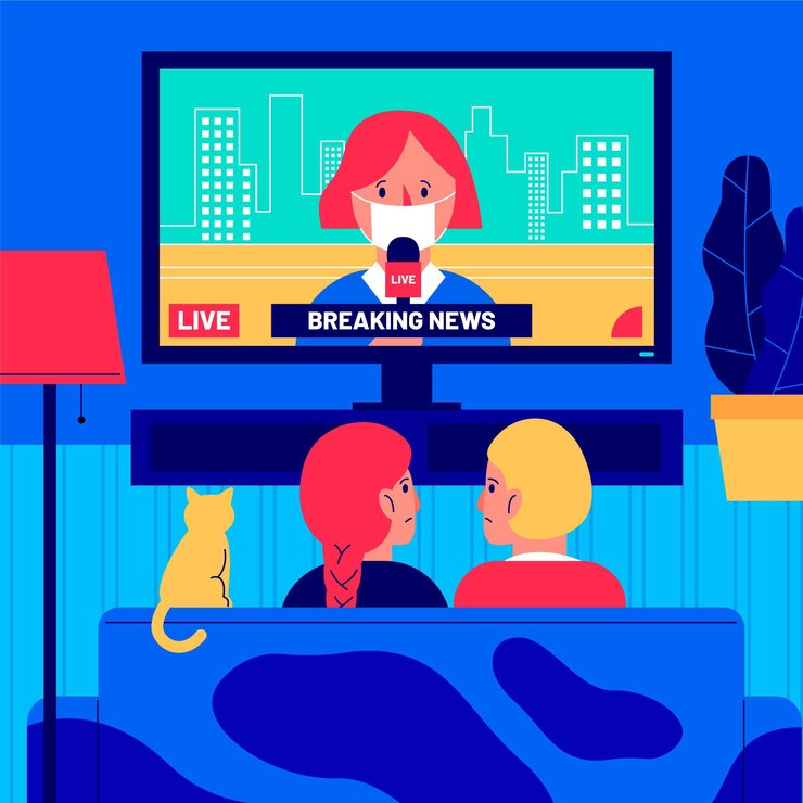 Gratis Vector mensen kijken naar het nieuws