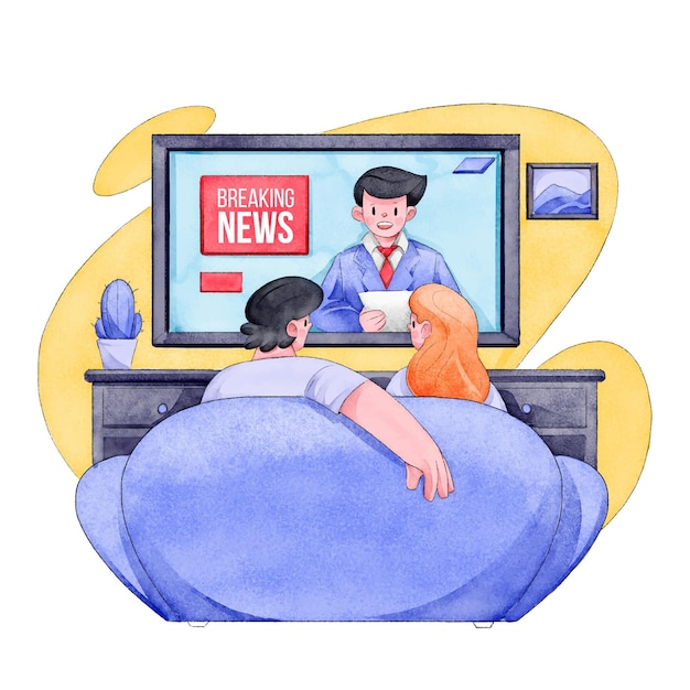 Gratis vector mensen kijken naar het nieuws