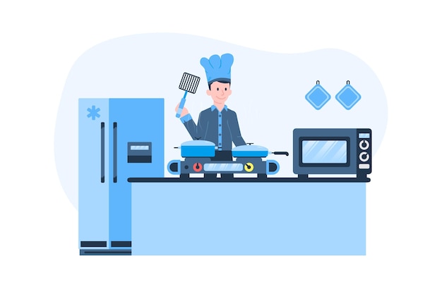 Gratis vector mensen koken concept