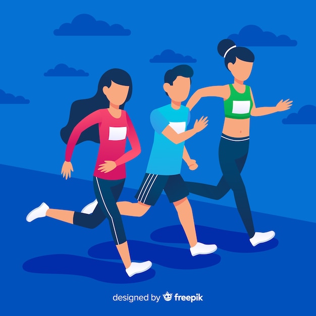 Gratis vector mensen met een marathonrace