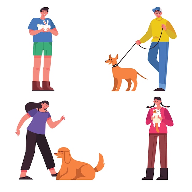 Mensen met verschillende huisdierenillustratie