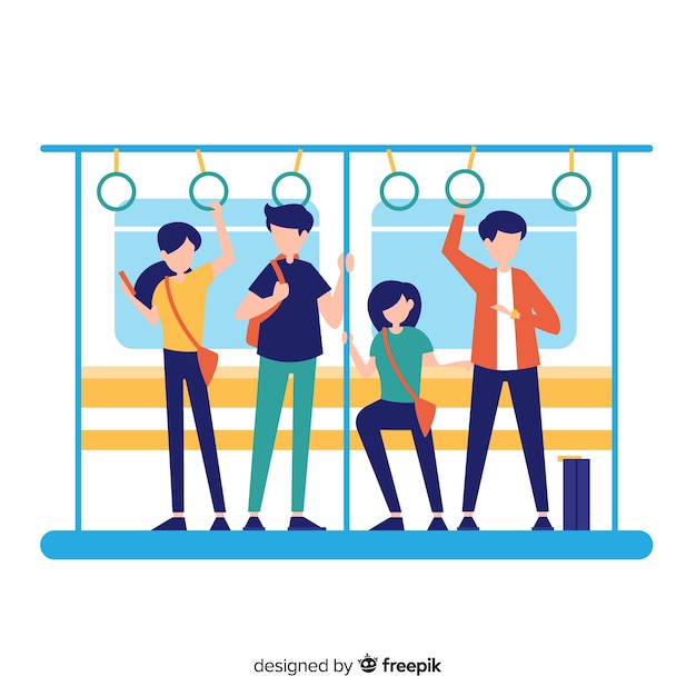 Gratis vector mensen op de metrot achtergrond