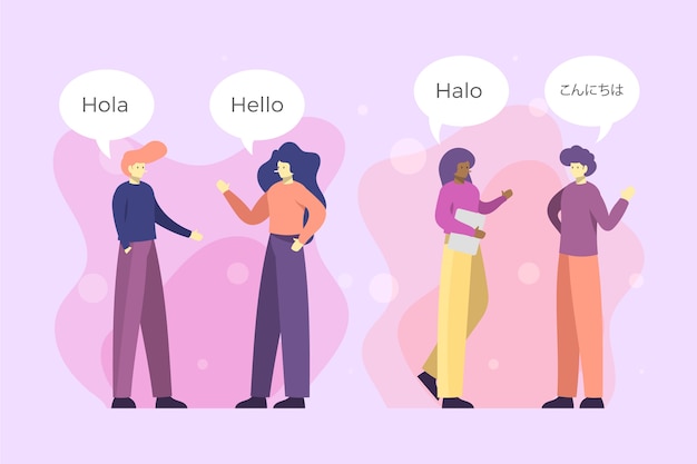 Gratis vector mensen praten in verschillende talen illustratie