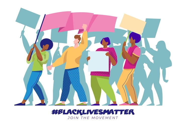 Gratis Vector mensen protesteren tegen racisme
