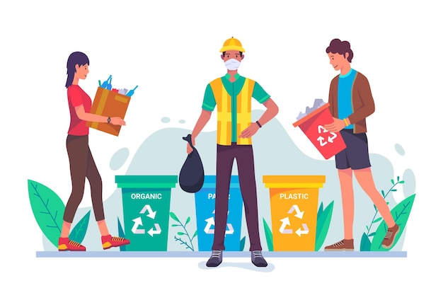 Gratis vector mensen recycling concept