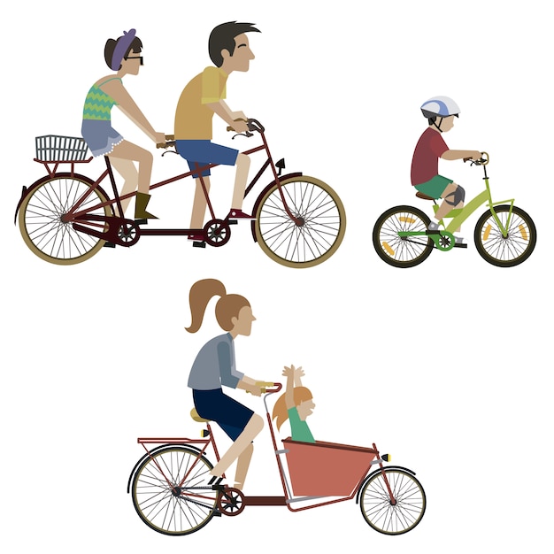 Mensen rijden op een fietsverzameling
