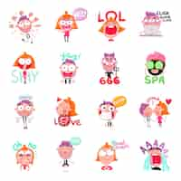 Gratis vector mensen stickers set