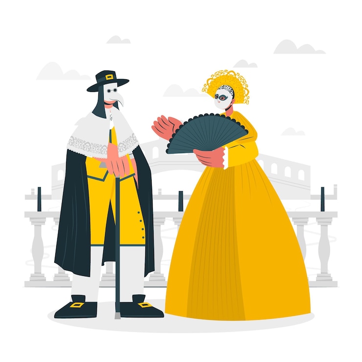 Gratis Vector mensen vieren carnaval van venetië concept illustratie