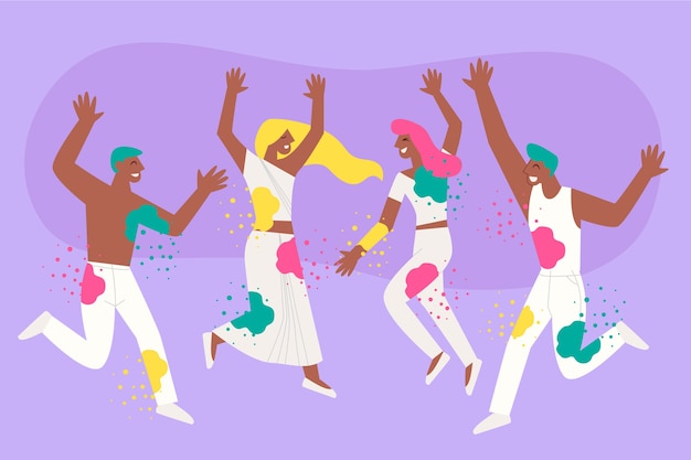 Gratis vector mensen vieren holi festival