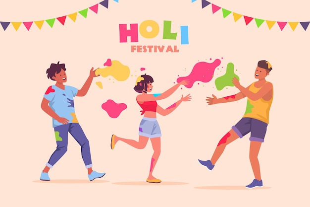 Mensen vieren holifestival