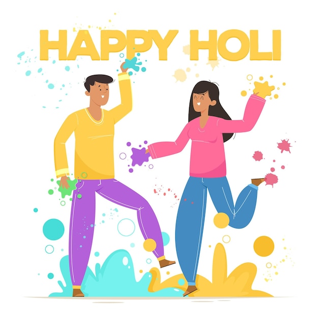 Gratis vector mensen vieren holifestival