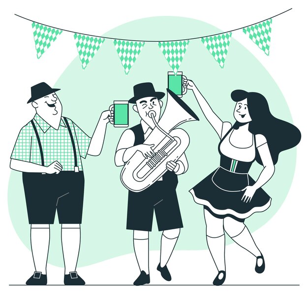 Mensen vieren oktoberfest concept illustratie