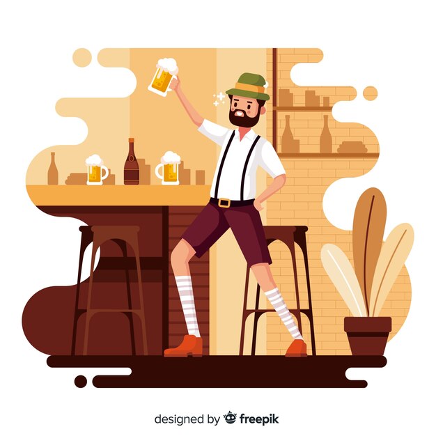 Gratis vector mensen vieren oktoberfest vlakke stijl