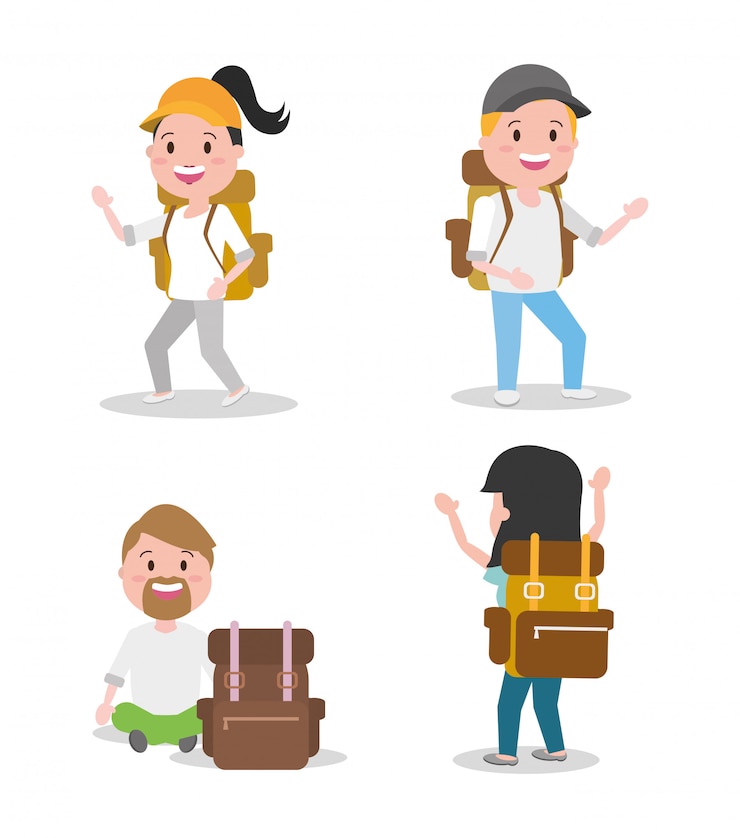 Gratis Vector mensen wanderlust cartoon