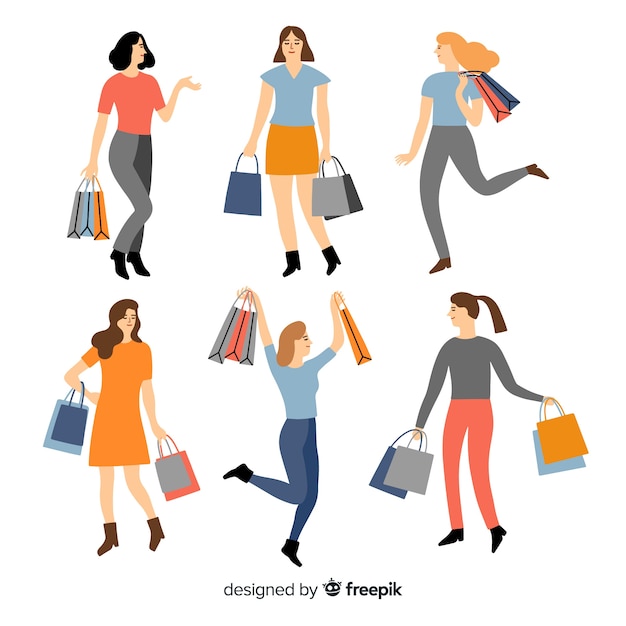 Gratis vector mensen winkelen collectie