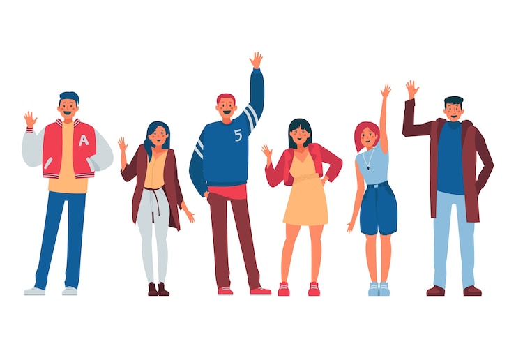Gratis Vector mensen zwaaien hand illustratie concept