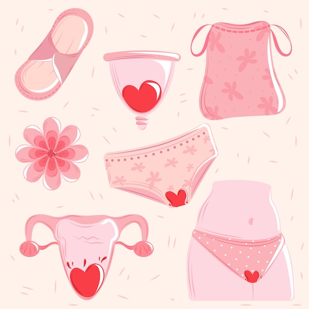 Gratis vector menstruatie periode iconen collectie ontwerp