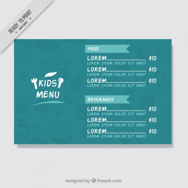 Gratis vector menu blauw en wit kids '