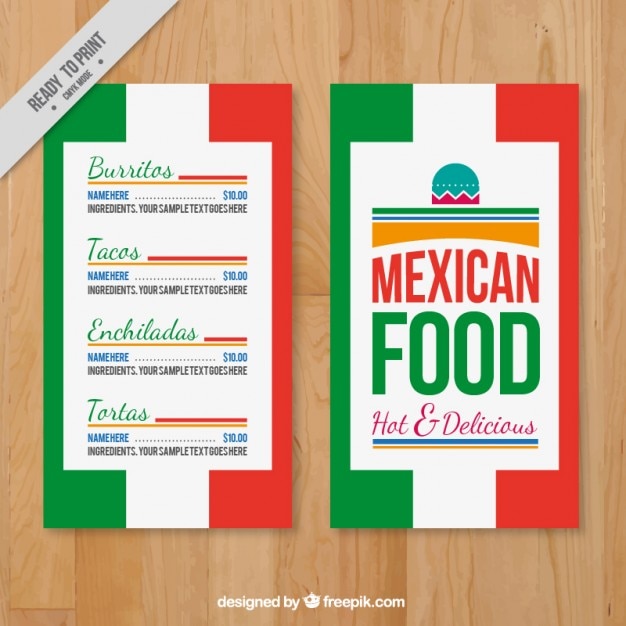 Menu sjabloon met mexicaanse kleuren