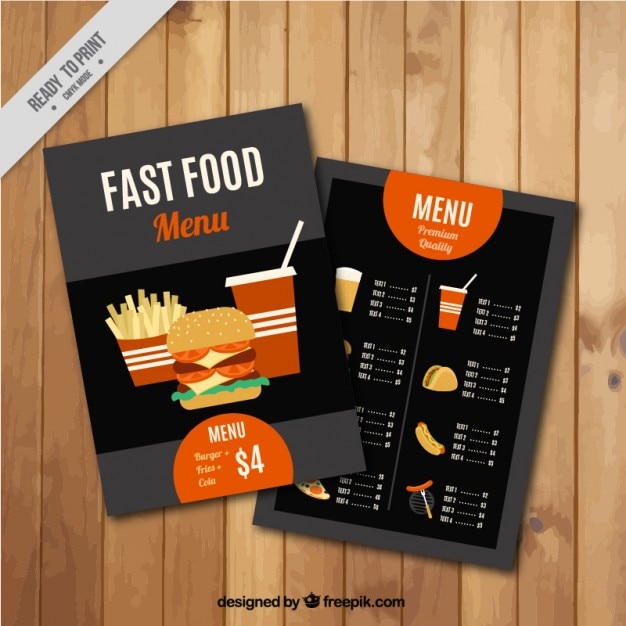 Gratis vector menusjabloon fastfood