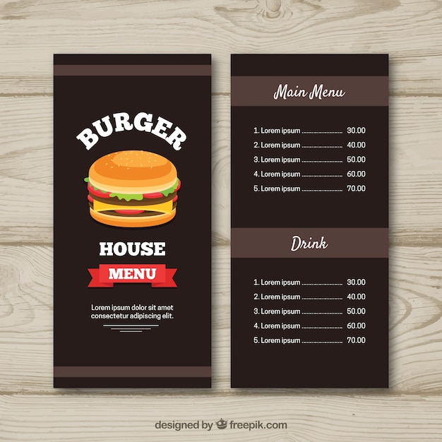 Gratis vector menusjabloon in plat ontwerp