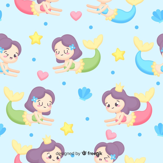 Gratis vector mermaid patter