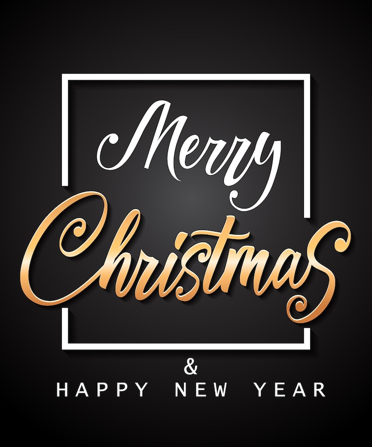 Gratis Vector merry christmas belettering in frame