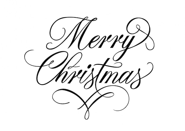 Merry christmas belettering met floreren