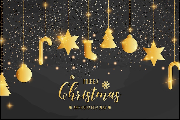 Merry Christmas Card sjabloon met gouden pictogrammen