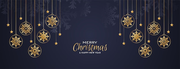 Merry christmas festival decoratieve donkerblauwe banner ontwerp vector
