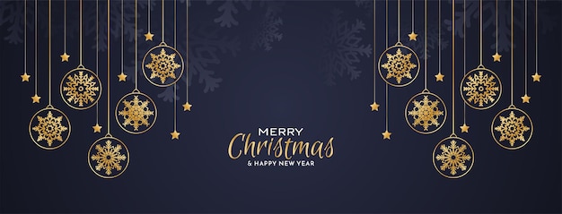 Merry Christmas festival decoratieve donkerblauwe banner ontwerp vector