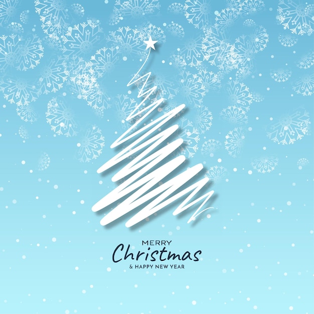 Merry Christmas festival zachte blauwe achtergrond met boom ontwerp vector