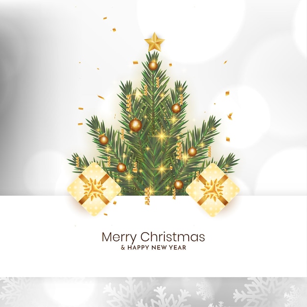 Merry christmas-festivalkaart met decoratieve kerstboomontwerpvector