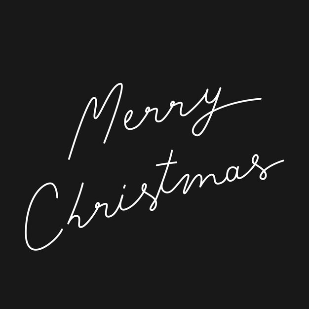 Merry Christmas kalligrafie sticker, witte tekst ontwerp vector