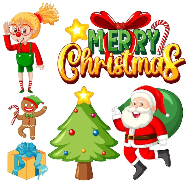 Gratis vector merry christmas object decoration item-collectie