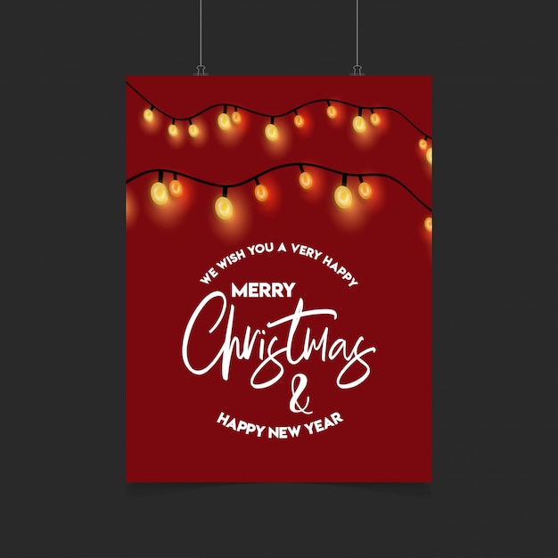Merry christmas red decoratie ligh poster sjabloon