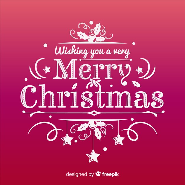 Gratis vector merry christmas rode belettering achtergrond