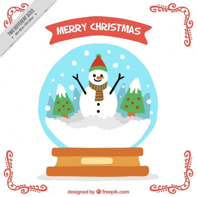 Gratis vector merry christmas sier achtergrond met snowglobe