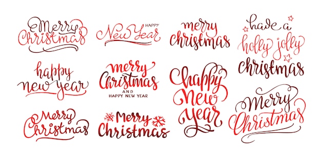 Merry Christmas-tekst Kalligrafische letters ontwerpset