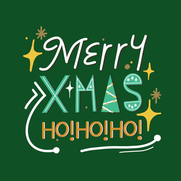 Merry Xmas sticker typografie, feestelijke belettering ontwerp vector