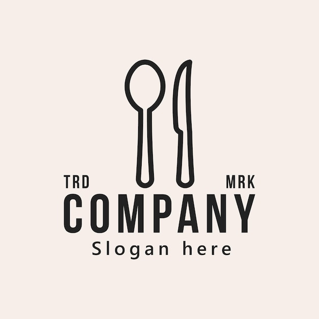 Gratis vector mes lepel vork restaurant diner schotel menu logo ontwerp illustratie