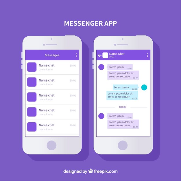 Messenger-app voor mobiel in vlakke stijl