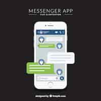 Gratis vector messenger-app voor mobiel in vlakke stijl