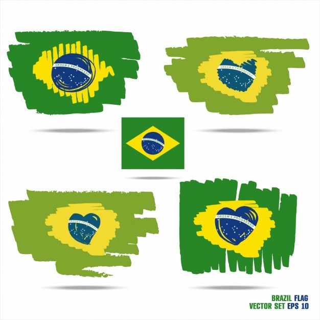 Gratis vector met de hand geschilderd brazilië vlaggen