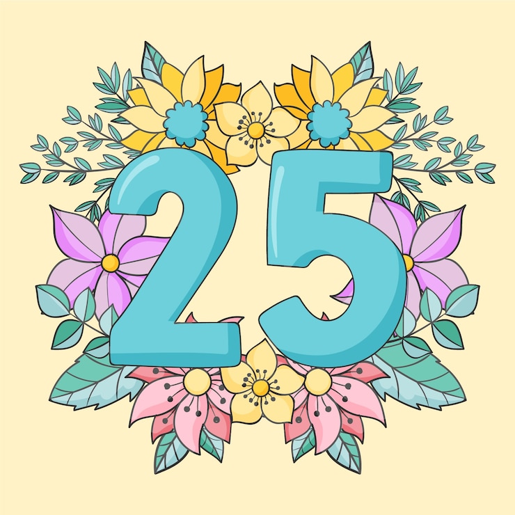 Gratis Vector met de hand getekend 25-jarig jubileum of verjaardag