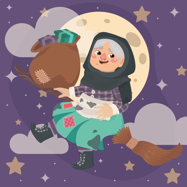 Met de hand getekend befana illustratie