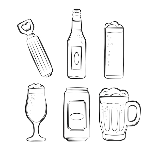 Gratis vector met de hand getekend bier tekenelement