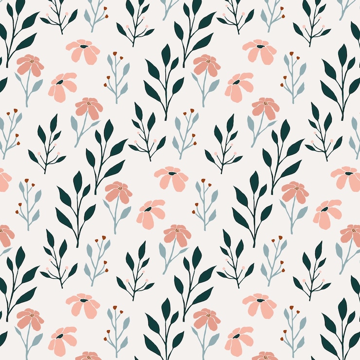 Gratis Vector met de hand getekend bloemenpatroon in perzikkleurige tinten