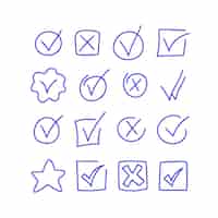 Gratis vector met de hand getekend doodle check mark icoon